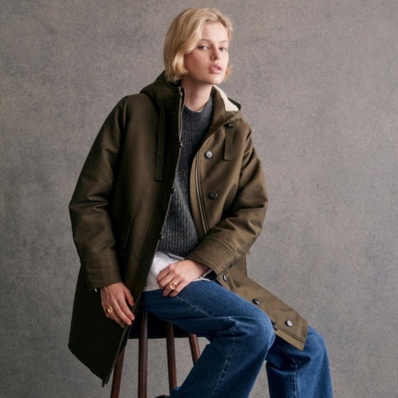 Sezane Bill Coat NWT in olive green/khaki color - Picture 2 of 12